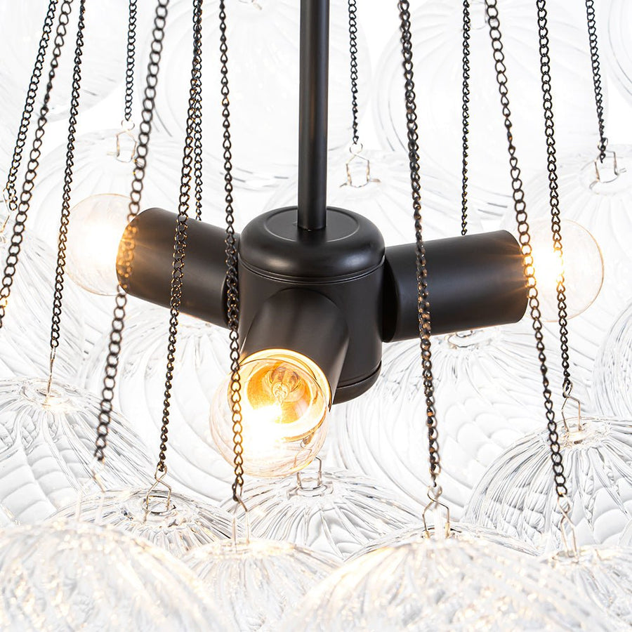 Farmhouze Light - Cluster Bubble Clear Striped Glass Globe Chandelier - Chandelier - Straight Striped Pattern - 