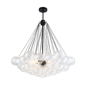 Farmhouze Light - Cluster Bubble Clear Striped Glass Globe Chandelier - Chandelier - Straight Striped Pattern - 