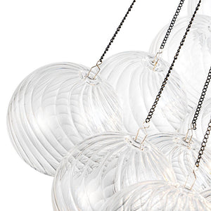 Farmhouze Light - Cluster Bubble Clear Striped Glass Globe Chandelier - Chandelier - Straight Striped Pattern - 