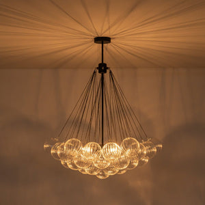 Farmhouze Light - Cluster Bubble Clear Striped Glass Globe Chandelier - Chandelier - Straight Striped Pattern - 