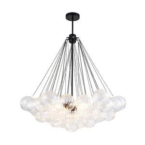 Farmhouze Light - Cluster Bubble Clear Striped Glass Globe Chandelier - Chandelier - Straight Striped Pattern - 