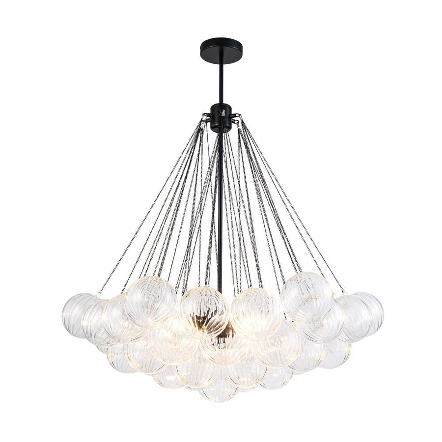 Farmhouze Light - Cluster Bubble Clear Striped Glass Globe Chandelier - Chandelier - Straight Striped Pattern - 