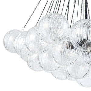 Farmhouze Light - Cluster Bubble Clear Striped Glass Globe Chandelier - Chandelier - Straight Striped Pattern - 