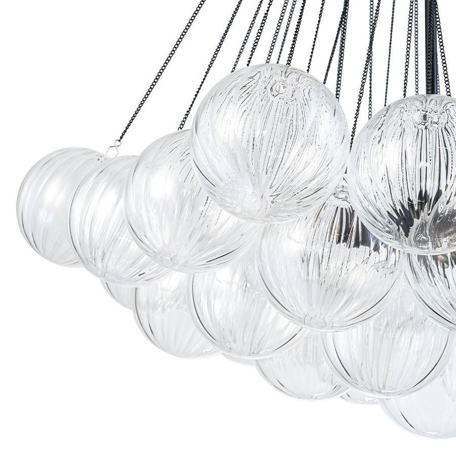 Farmhouze Light - Cluster Bubble Clear Striped Glass Globe Chandelier - Chandelier - Straight Striped Pattern - 
