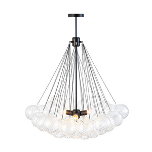 Farmhouze Light - Cluster Bubble Clear Striped Glass Globe Chandelier - Chandelier - Swirled Striped Pattern - 