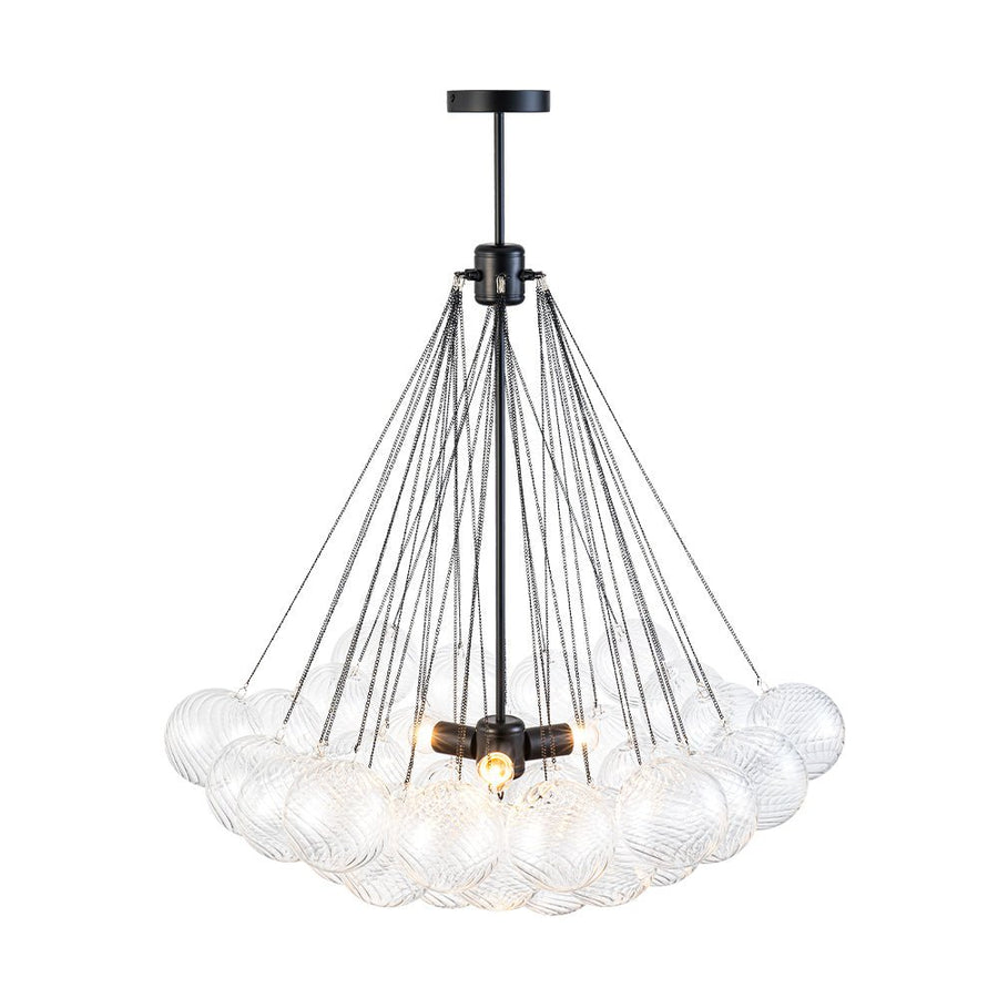 Farmhouze Light - Cluster Bubble Clear Striped Glass Globe Chandelier - Chandelier - Swirled Striped Pattern - 