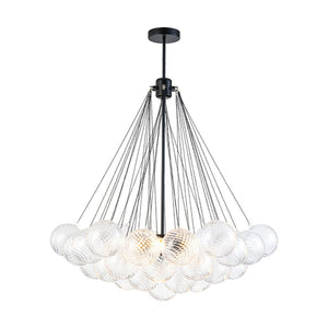 Farmhouze Light - Cluster Bubble Clear Striped Glass Globe Chandelier - Chandelier - Swirled Striped Pattern - 