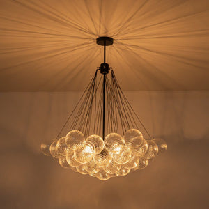 Farmhouze Light - Cluster Bubble Clear Striped Glass Globe Chandelier - Chandelier - Swirled Striped Pattern - 