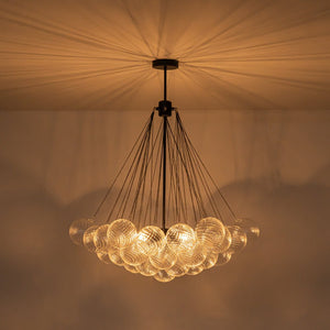 Farmhouze Light - Cluster Bubble Clear Striped Glass Globe Chandelier - Chandelier - Swirled Striped Pattern - 