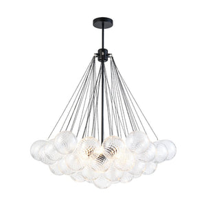 Farmhouze Light - Cluster Bubble Clear Striped Glass Globe Chandelier - Chandelier - Swirled Striped Pattern - 