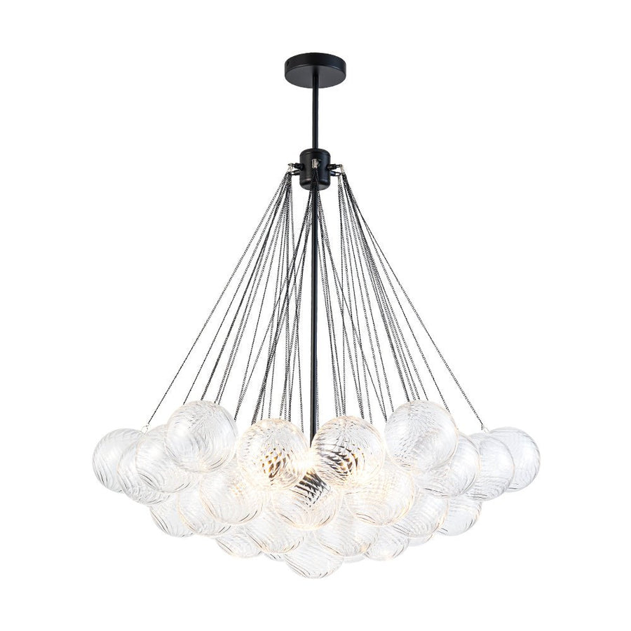 Farmhouze Light - Cluster Bubble Clear Striped Glass Globe Chandelier - Chandelier - Swirled Striped Pattern - 