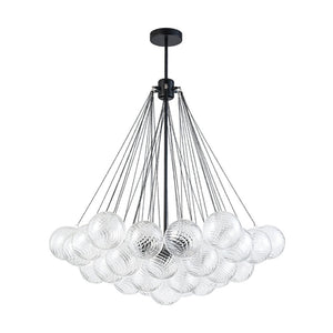 Farmhouze Light - Cluster Bubble Clear Striped Glass Globe Chandelier - Chandelier - Swirled Striped Pattern - 