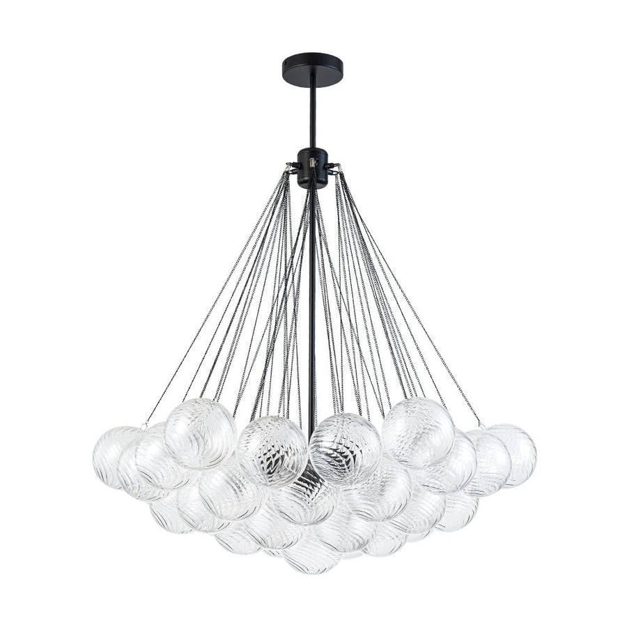 Farmhouze Light - Cluster Bubble Clear Striped Glass Globe Chandelier - Chandelier - Swirled Striped Pattern - 