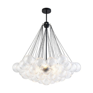 Farmhouze Light - Cluster Bubble Clear Striped Glass Globe Chandelier - Chandelier - Swirled Striped Pattern - 