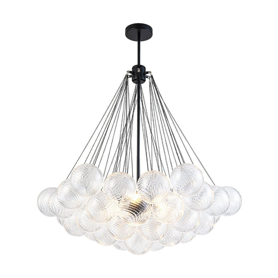 Farmhouze Light - Cluster Bubble Clear Striped Glass Globe Chandelier - Chandelier - Swirled Striped Pattern - 