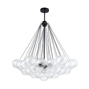 Farmhouze Light - Cluster Bubble Clear Striped Glass Globe Chandelier - Chandelier - Swirled Striped Pattern - 