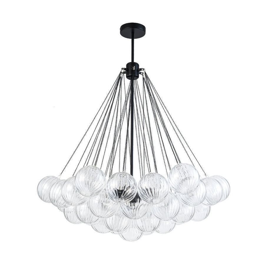 Farmhouze Light - Cluster Bubble Clear Striped Glass Globe Chandelier - Chandelier - Swirled Striped Pattern - 