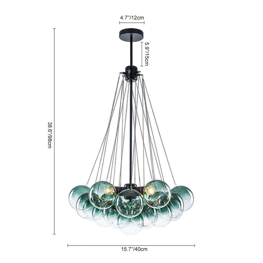 Farmhouze Light - Cluster Colored Tinted Glass Globe Bubble Chandelier - Chandelier - Gray - 