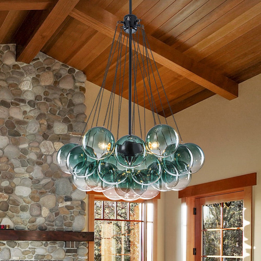 Farmhouze Light - Cluster Colored Tinted Glass Globe Bubble Chandelier - Chandelier - Green - 