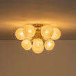 Load image into Gallery viewer, Farmhouze Light - Cluster Milky Misty Glass Bubble Sunburst Ceiling Light - Ceiling Light - Brass - 
