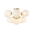 Load image into Gallery viewer, Farmhouze Light - Cluster Milky Misty Glass Bubble Sunburst Ceiling Light - Ceiling Light - Brass - 
