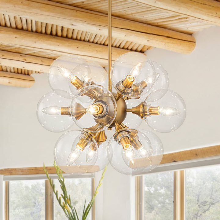 Farmhouze Light - Contemporary 12 - Light Tiered Cluster Glass Bubble Chandelier - Chandelier - Brass - 