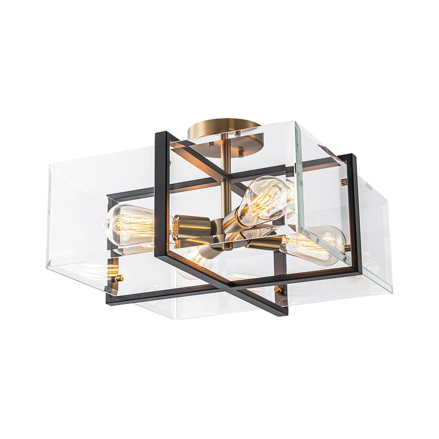 Farmhouze Light - Contemporary 4 - Light Clear Glass Square Cage Ceiling Light - Ceiling Light - 4 - Light - 