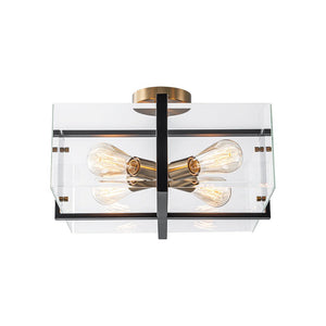 Farmhouze Light - Contemporary 4 - Light Clear Glass Square Cage Ceiling Light - Ceiling Light - 4 - Light - 