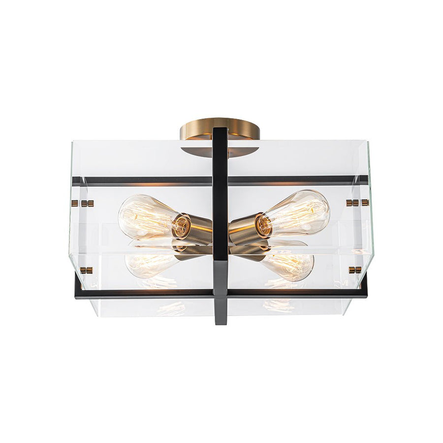 Farmhouze Light - Contemporary 4 - Light Clear Glass Square Cage Ceiling Light - Ceiling Light - 4 - Light - 