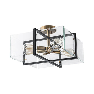 Farmhouze Light - Contemporary 4 - Light Clear Glass Square Cage Ceiling Light - Ceiling Light - 4 - Light - 