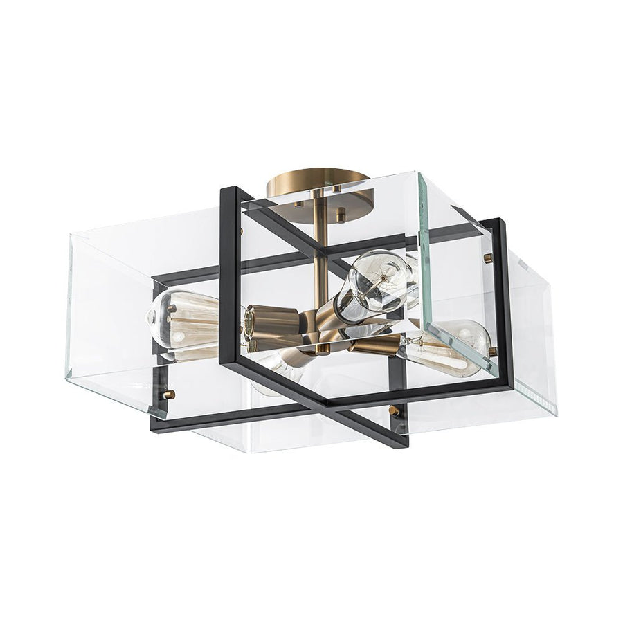 Farmhouze Light - Contemporary 4 - Light Clear Glass Square Cage Ceiling Light - Ceiling Light - 4 - Light - 