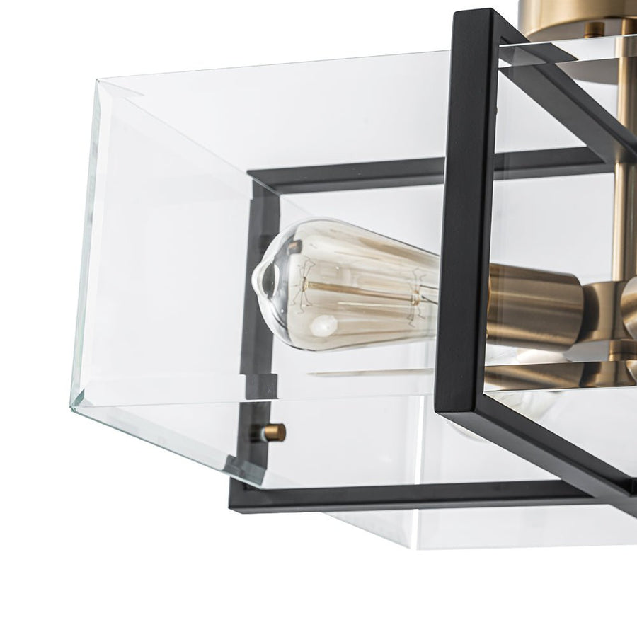 Farmhouze Light - Contemporary 4 - Light Clear Glass Square Cage Ceiling Light - Ceiling Light - 4 - Light - 