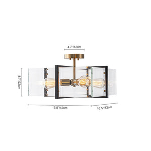 Farmhouze Light - Contemporary 4 - Light Clear Glass Square Cage Ceiling Light - Ceiling Light - 4 - Light - 