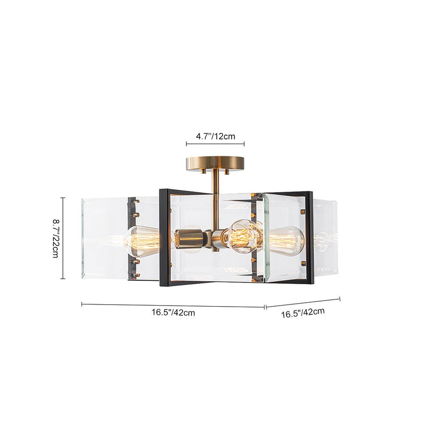 Farmhouze Light - Contemporary 4 - Light Clear Glass Square Cage Ceiling Light - Ceiling Light - 4 - Light - 
