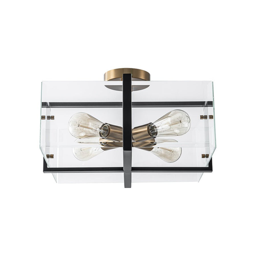 Farmhouze Light - Contemporary 4 - Light Clear Glass Square Cage Ceiling Light - Ceiling Light - 4 - Light - 