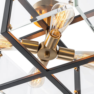 Farmhouze Light - Contemporary 4 - Light Clear Glass Square Cage Ceiling Light - Ceiling Light - 4 - Light - 
