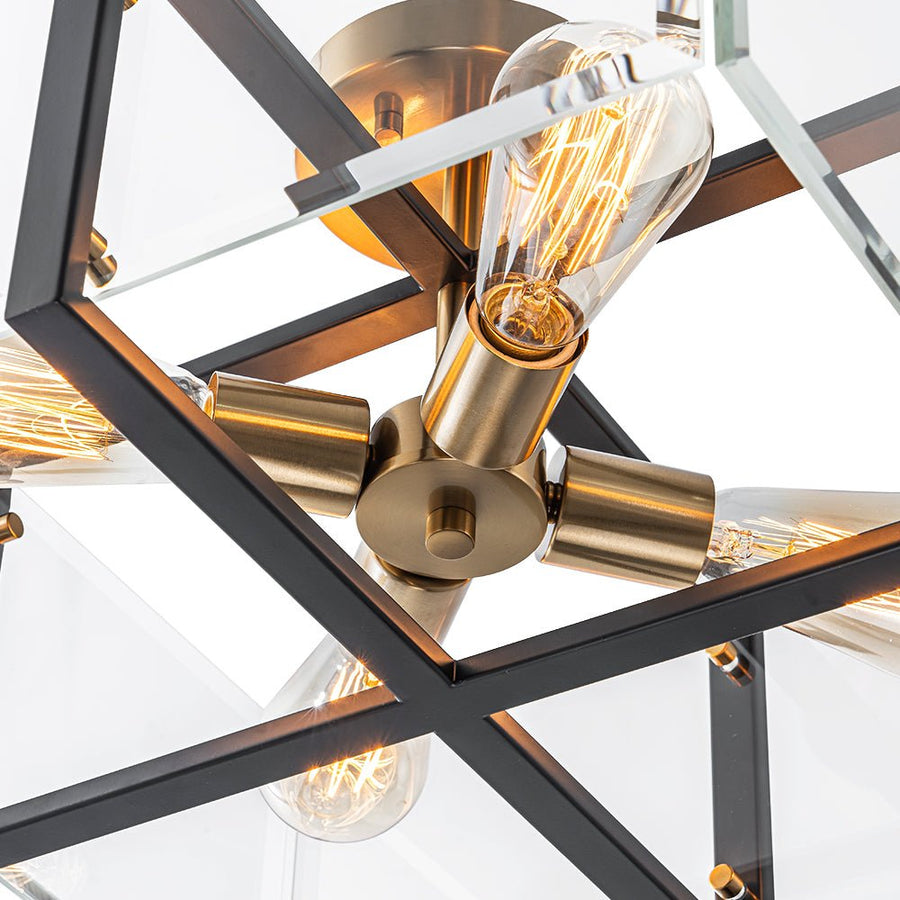 Farmhouze Light - Contemporary 4 - Light Clear Glass Square Cage Ceiling Light - Ceiling Light - 4 - Light - 