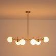 Load image into Gallery viewer, Farmhouze Light-Contemporary 6-Light Milk Glass Globe Linear Island Chandelier-Pendant-Brass-
