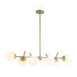 Load image into Gallery viewer, Farmhouze Light-Contemporary 6-Light Milk Glass Globe Linear Island Chandelier-Pendant-Brass-
