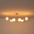Load image into Gallery viewer, Farmhouze Light-Contemporary 6-Light Milk Glass Globe Linear Island Chandelier-Pendant-Brass-
