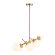 Load image into Gallery viewer, Farmhouze Light-Contemporary 6-Light Milk Glass Globe Linear Island Chandelier-Pendant-Brass-
