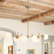 Load image into Gallery viewer, Farmhouze Light-Contemporary 6-Light Milk Glass Globe Linear Island Chandelier-Pendant-Brass-
