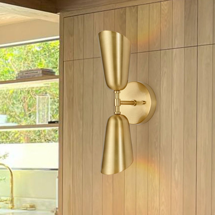 Farmhouze Light - Contemporary Bathroom Up and Down Brass Cone Wall Light - Wall Sconce - 1 Pack - 