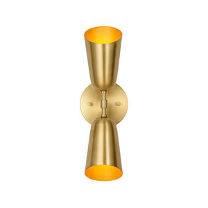 Farmhouze Light - Contemporary Bathroom Up and Down Brass Cone Wall Light - Wall Sconce - 2 Packs - 
