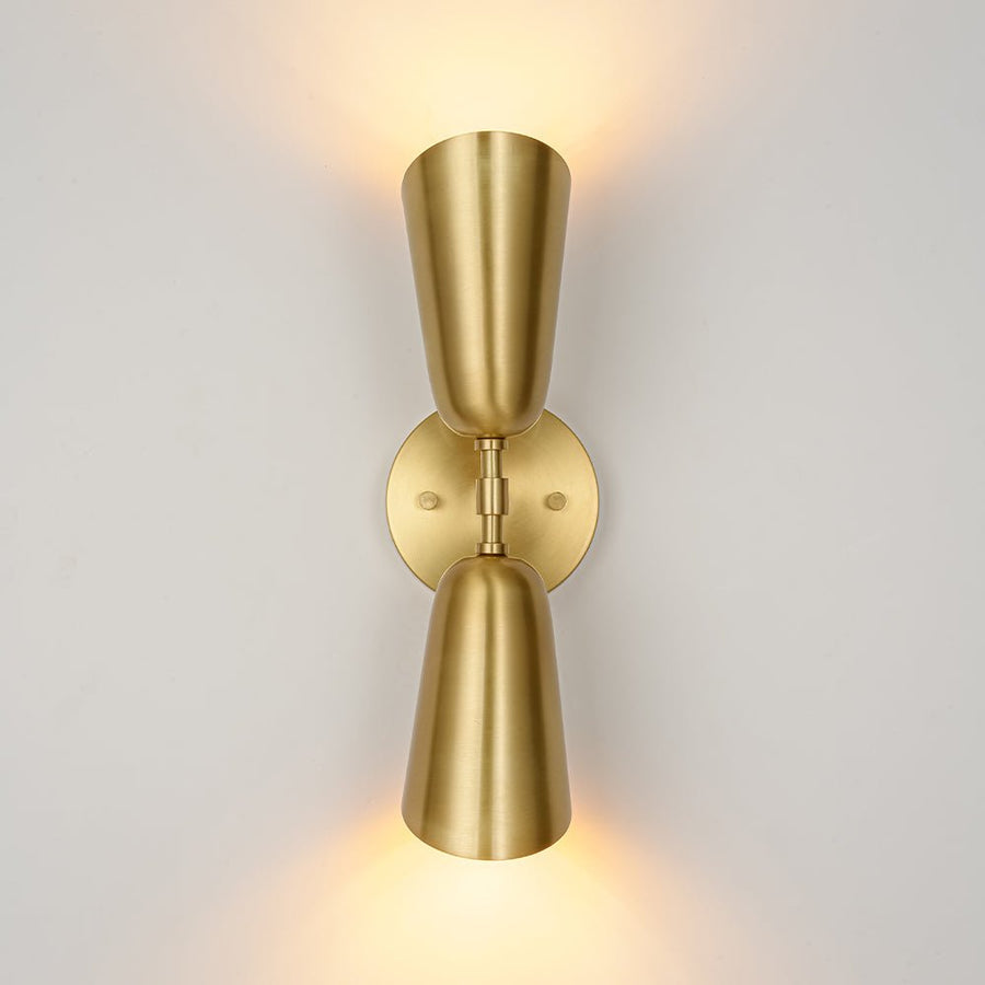 Farmhouze Light - Contemporary Bathroom Up and Down Brass Cone Wall Light - Wall Sconce - 2 Packs - 