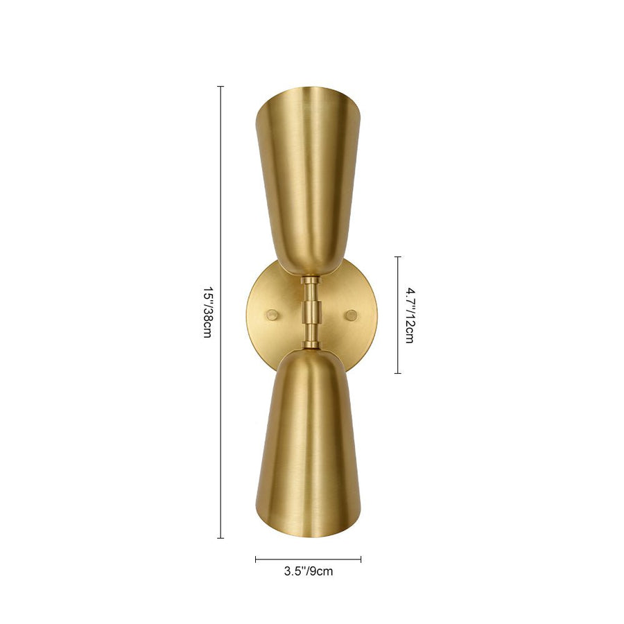 Farmhouze Light - Contemporary Bathroom Up and Down Brass Cone Wall Light - Wall Sconce - 2 Packs - 