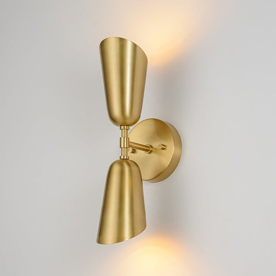 Farmhouze Light - Contemporary Bathroom Up and Down Brass Cone Wall Light - Wall Sconce - 2 Packs - 