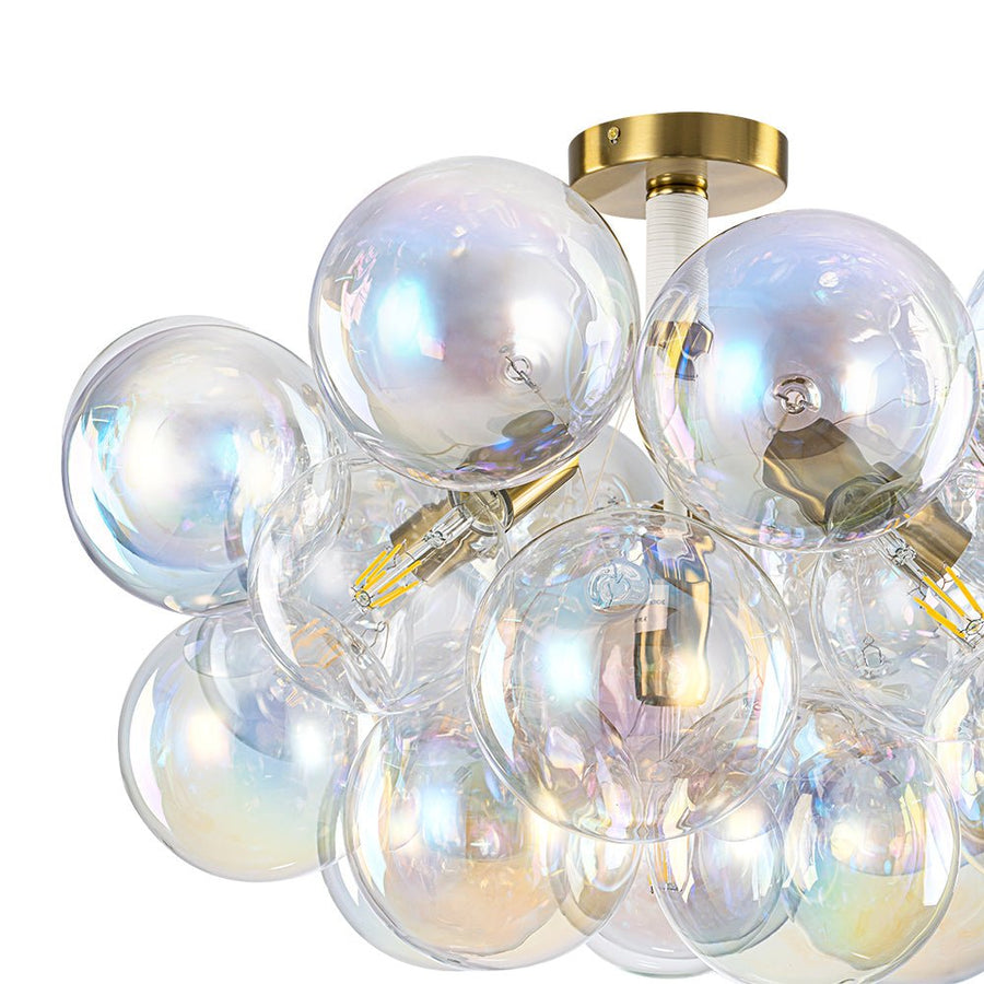 Farmhouze Light - Contemporary Clear Rainbow Glass Cluster Bubble Ceiling Light - Ceiling Light - White - 