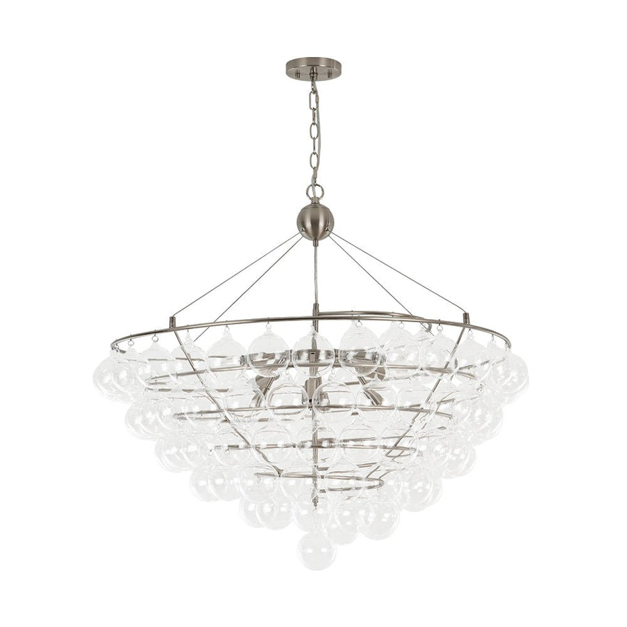 Farmhouze Light - Designer Glam Cluster Glass Globe Bubble Tiered Chandelier - Chandelier - Nickel - 