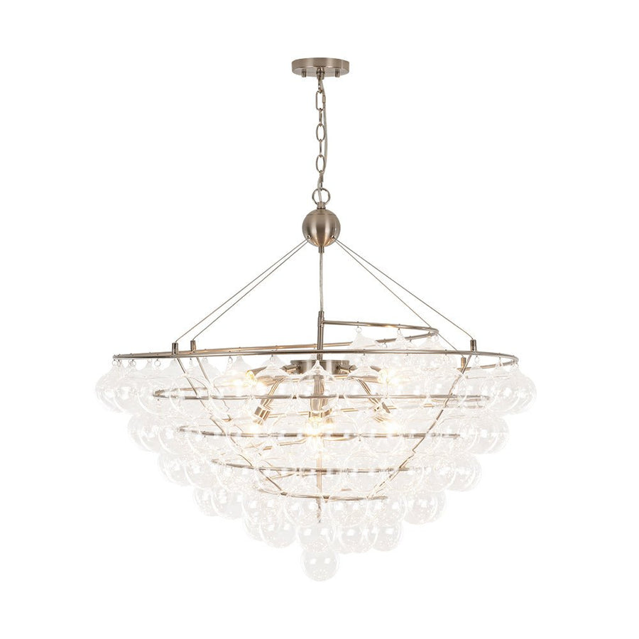 Farmhouze Light - Designer Glam Cluster Glass Globe Bubble Tiered Chandelier - Chandelier - Nickel - 